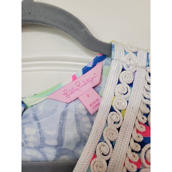 Lilly Pulitzer Carlotta Blue Peri Pinch Corded Lace Shift Midi Dress, Size 2 - Picture 2 of 12